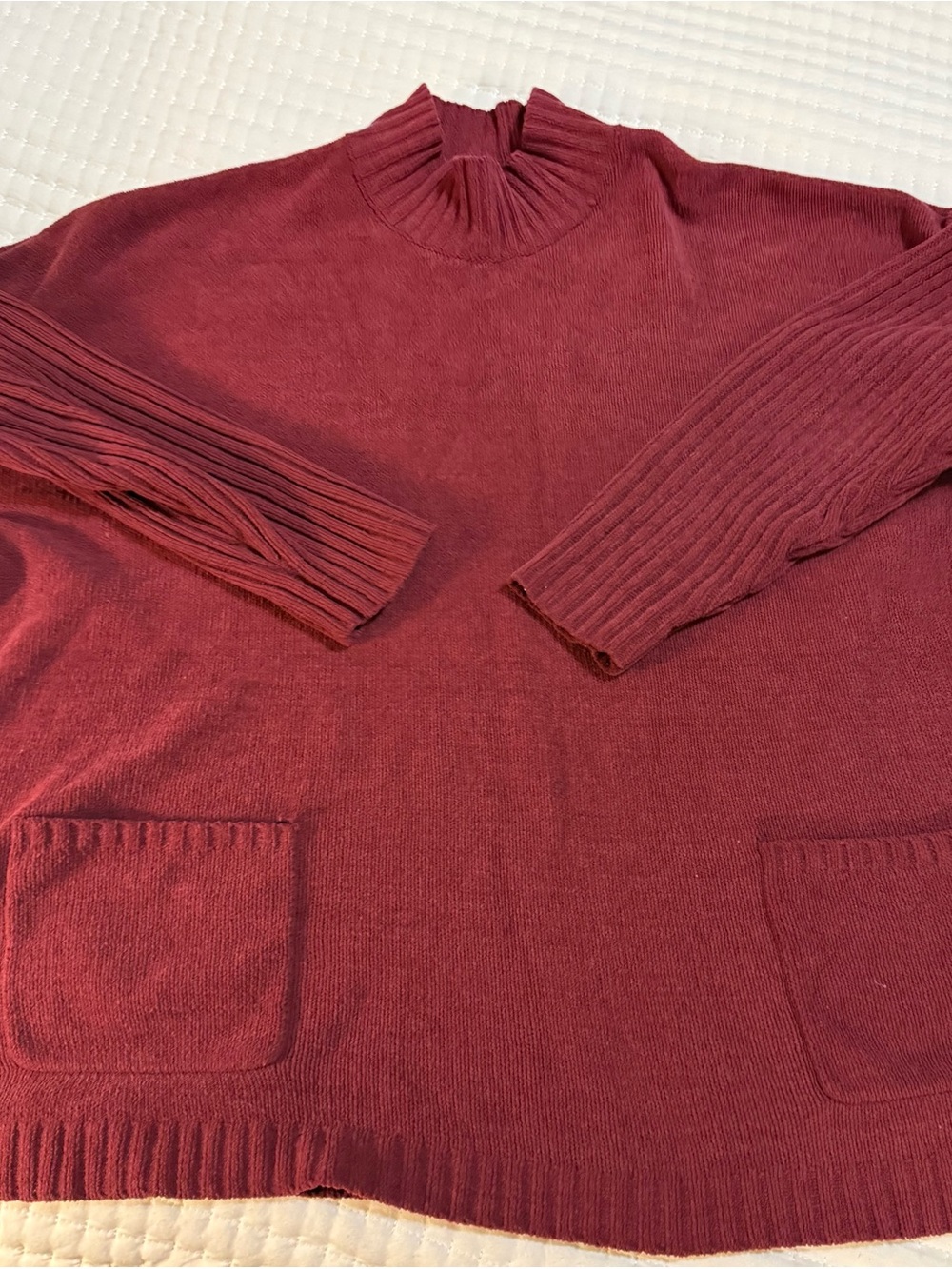 J. Jill Wine-Colored Mock Neck Pocket Sweater - Picture 5 of 5